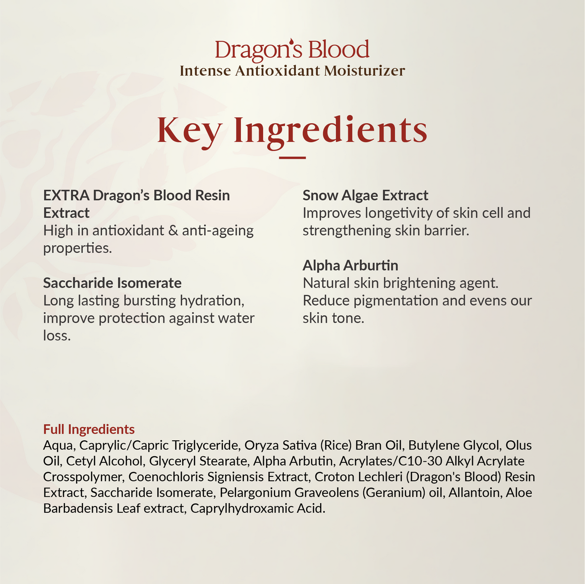 Dragon's Blood Intense Antioxidant Moisturiser 50ml (Expiry: FEB 2026)