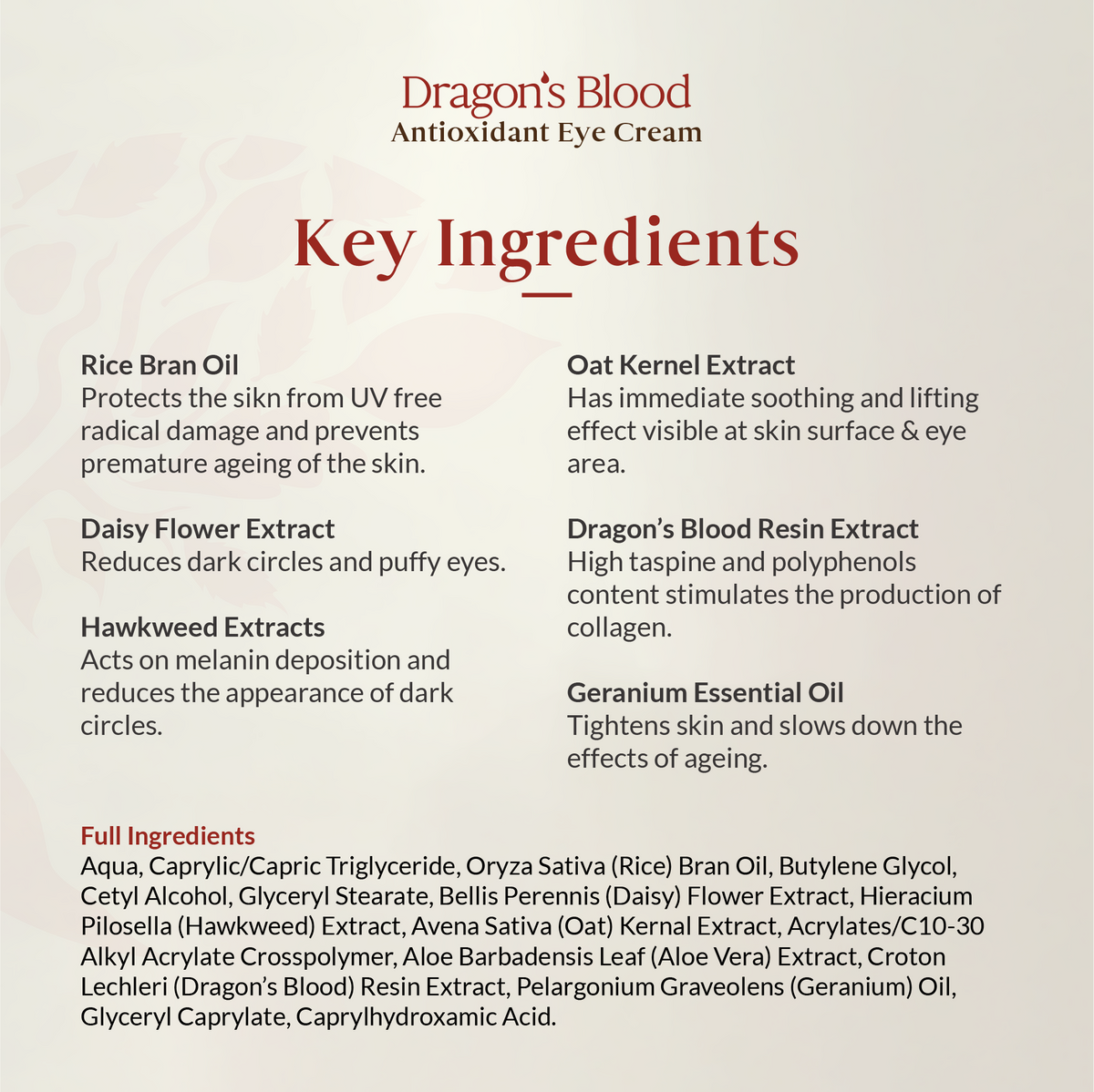 Dragon's Blood Antioxidant Eye Cream 15ml (Expiry: FEB 2026)
