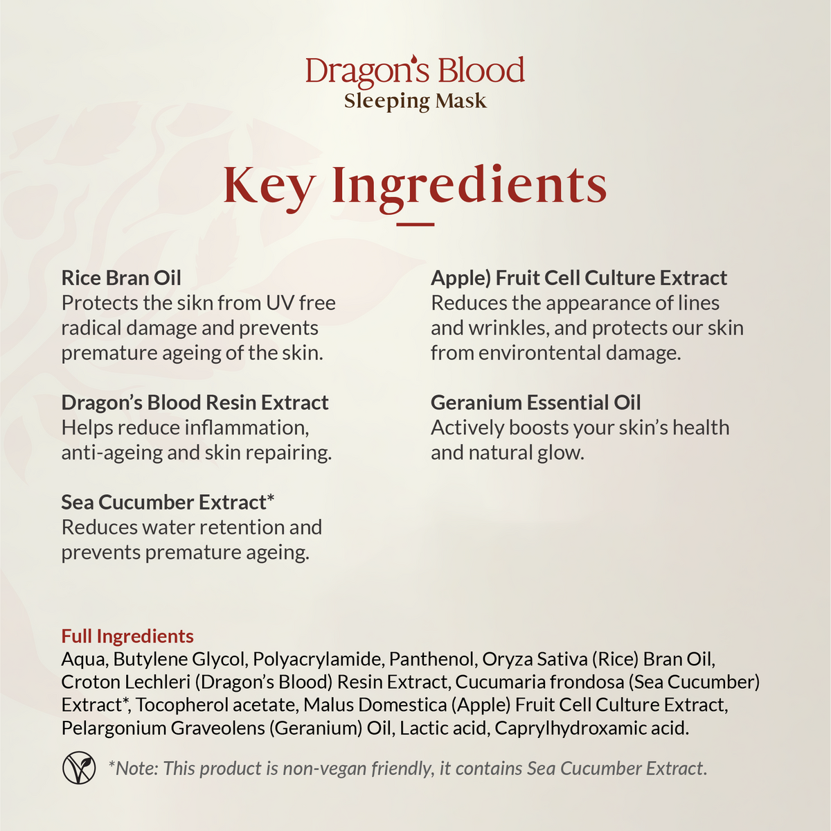 Dragon's Blood Sleeping Mask 50ml - Short Expiry