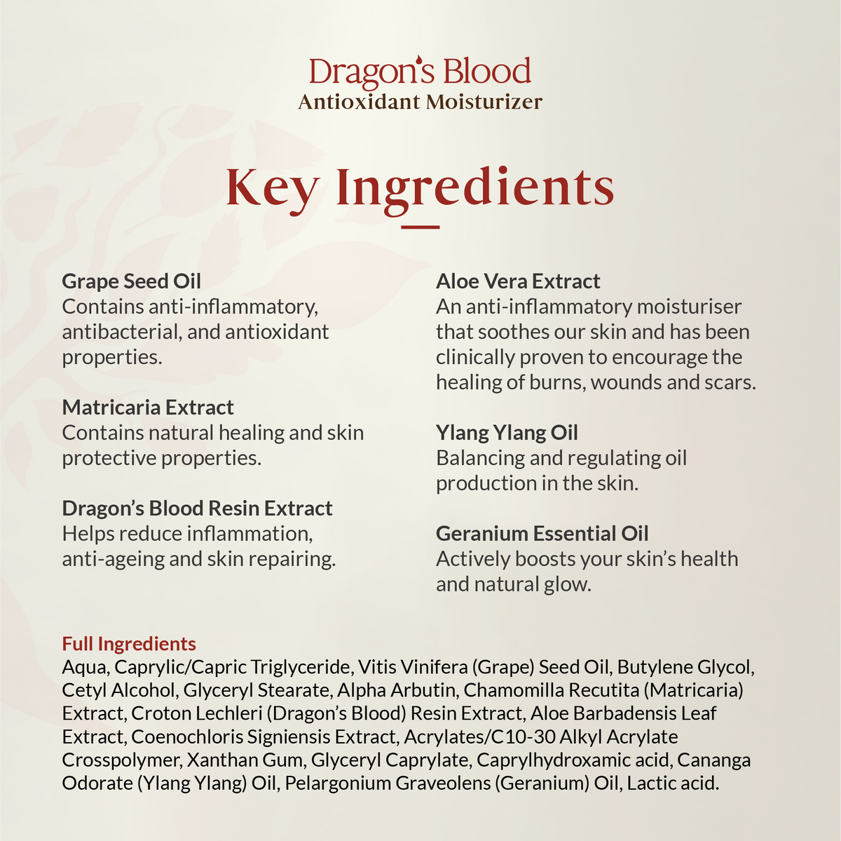 Dragon's Blood Antioxidant Moisturizer 15ml - Short Expiry