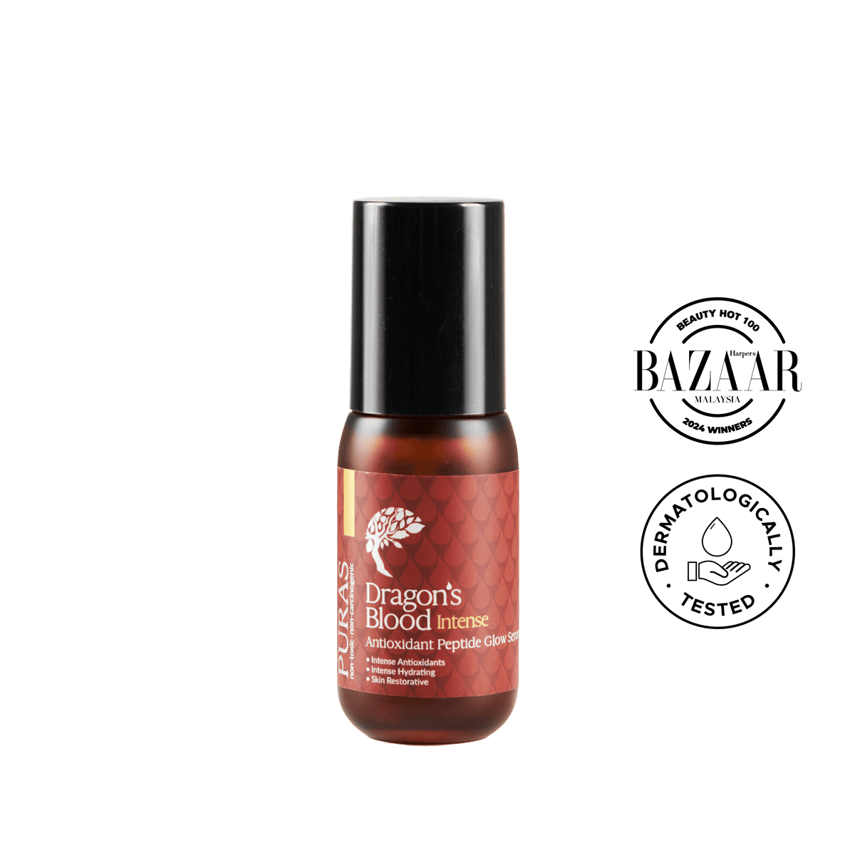 Puras Dragon's Blood Intense Peptide Serum on a transparent background