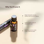 Two bottles of PURAS essential oils on a beige background with text about their benefits.