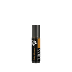 "Quiet Moment" Roll-on bottle with black label on a transparent  background