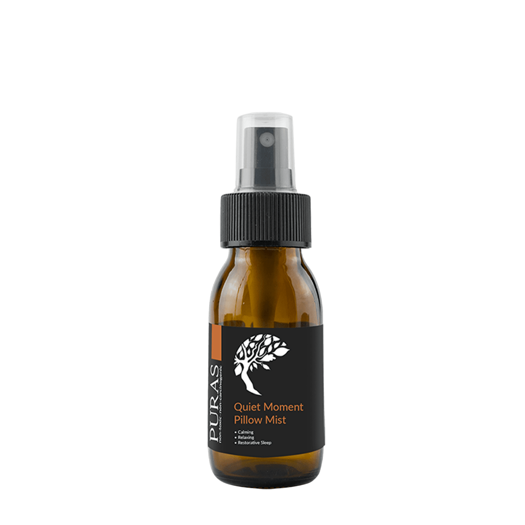 Bottle of Puras Quiet Moment Pillow Mist on a transparent background