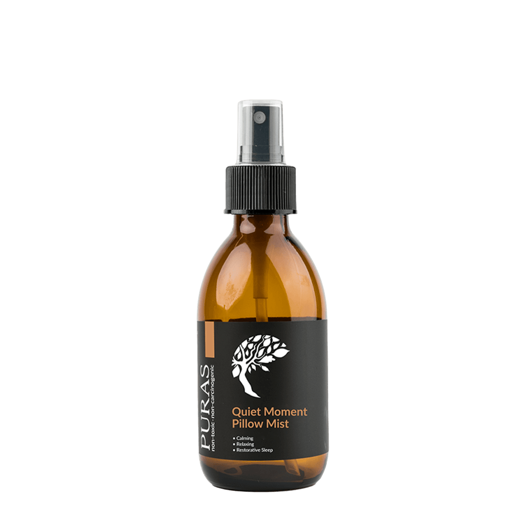 Brown spray bottle with black label on a transparent background