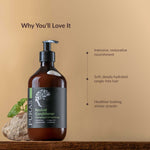 Brown bottle of Puras Revival Conditioner with a label on a beige background
